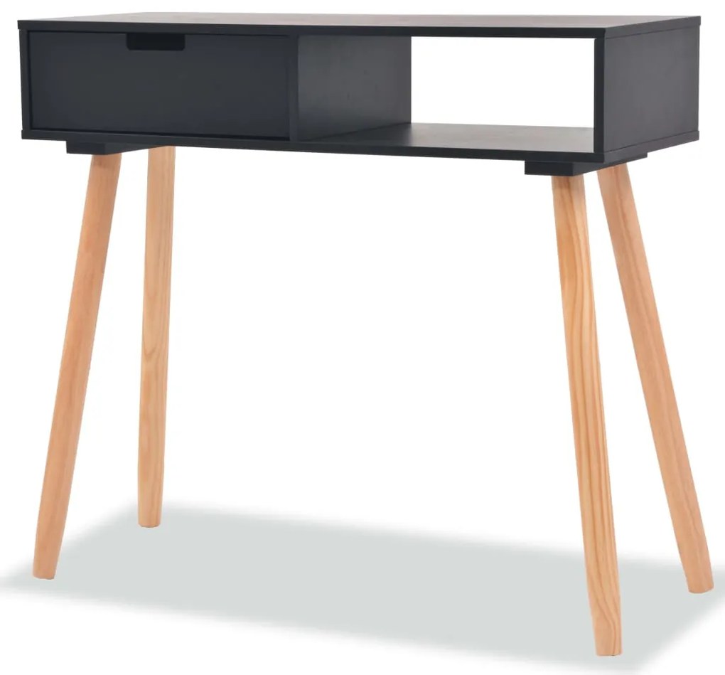 Mesa consola de pinho maciço 80x30x72 cm preto