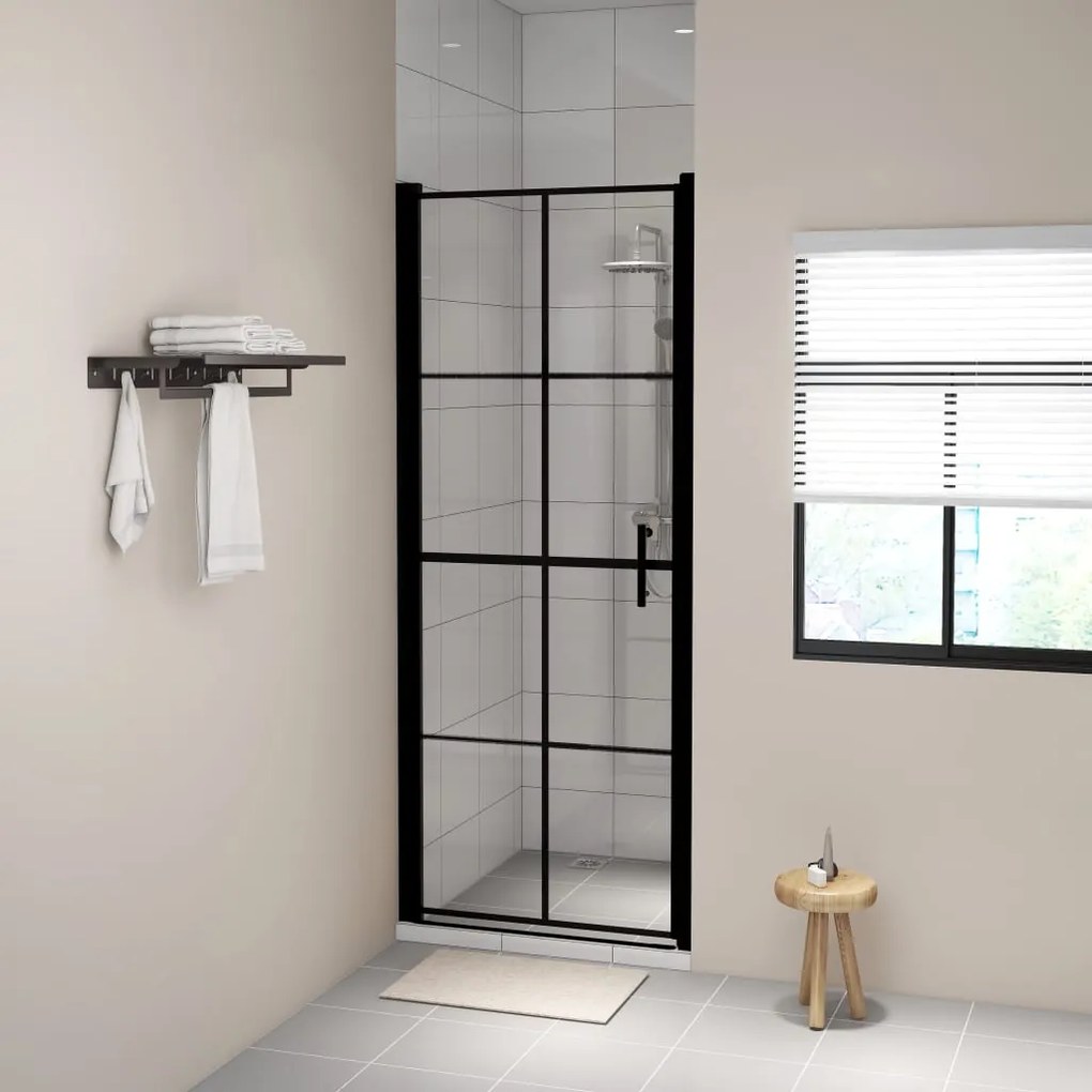 vidaXL Portas de chuveiro vidro temperado 81x195 cm preto