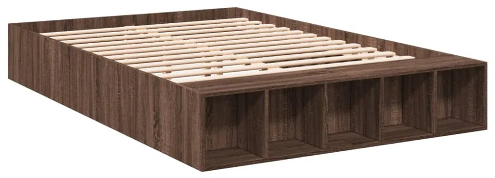 Estrutura de cama 150x200cm derivados madeira carvalho castanho