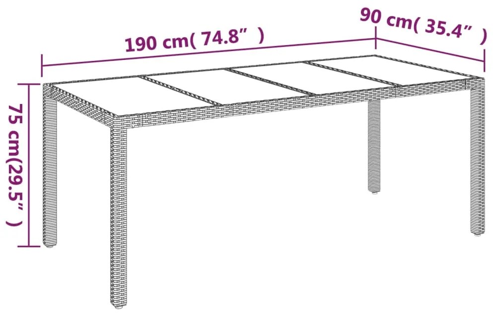 9 pcs conjunto de jantar p/ jardim c/ almofadões vime PE cinza