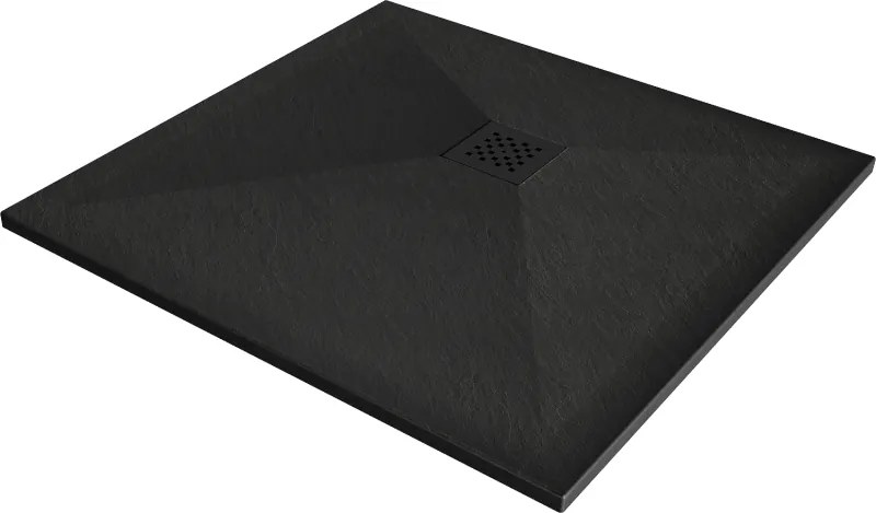 Mexen Stone+ base de duche composta quadrada 80 x 80 cm, preto, grelha preta - 44708080-B