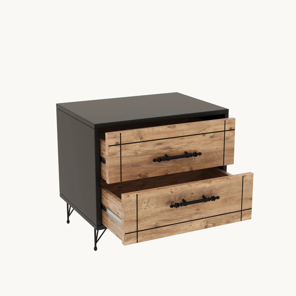 Mesa de Cabeceira Night – Carvalho Preto – 50x55x40 cm