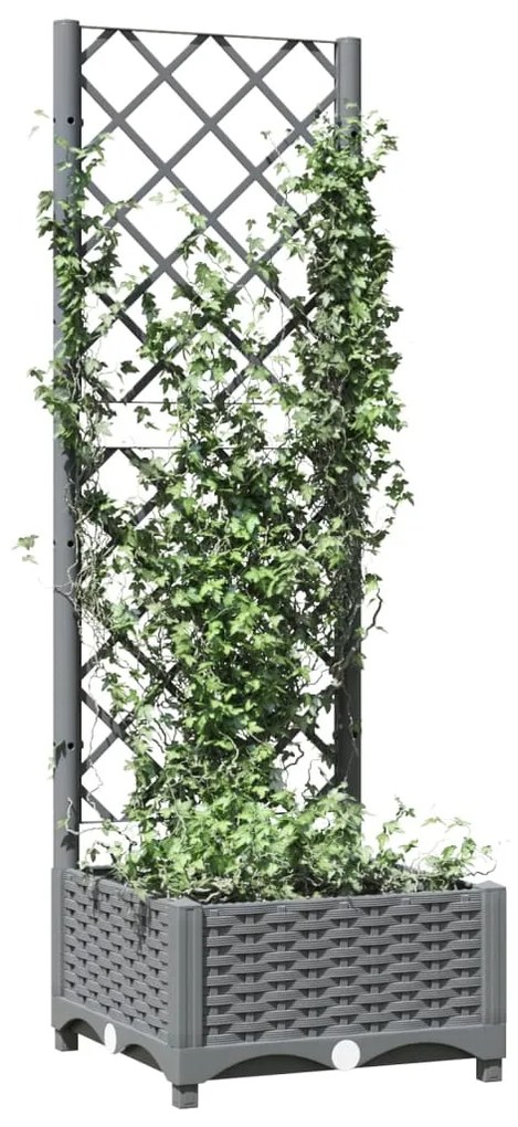 Vaso/floreira jardim c/ treliça 40x40x121,5 cm PP cinza-claro