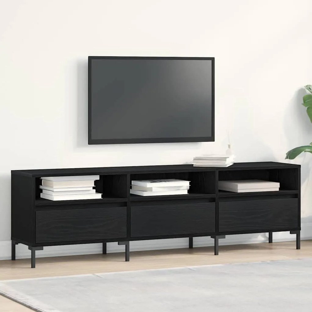 vidaXL Gabinete para TV com gaveta Carvalho Preto 150 x 30 x 44,5 cm