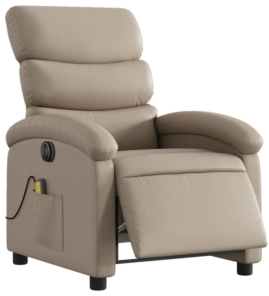 Poltrona massagens reclinável elétrica couro artif. cappuccino