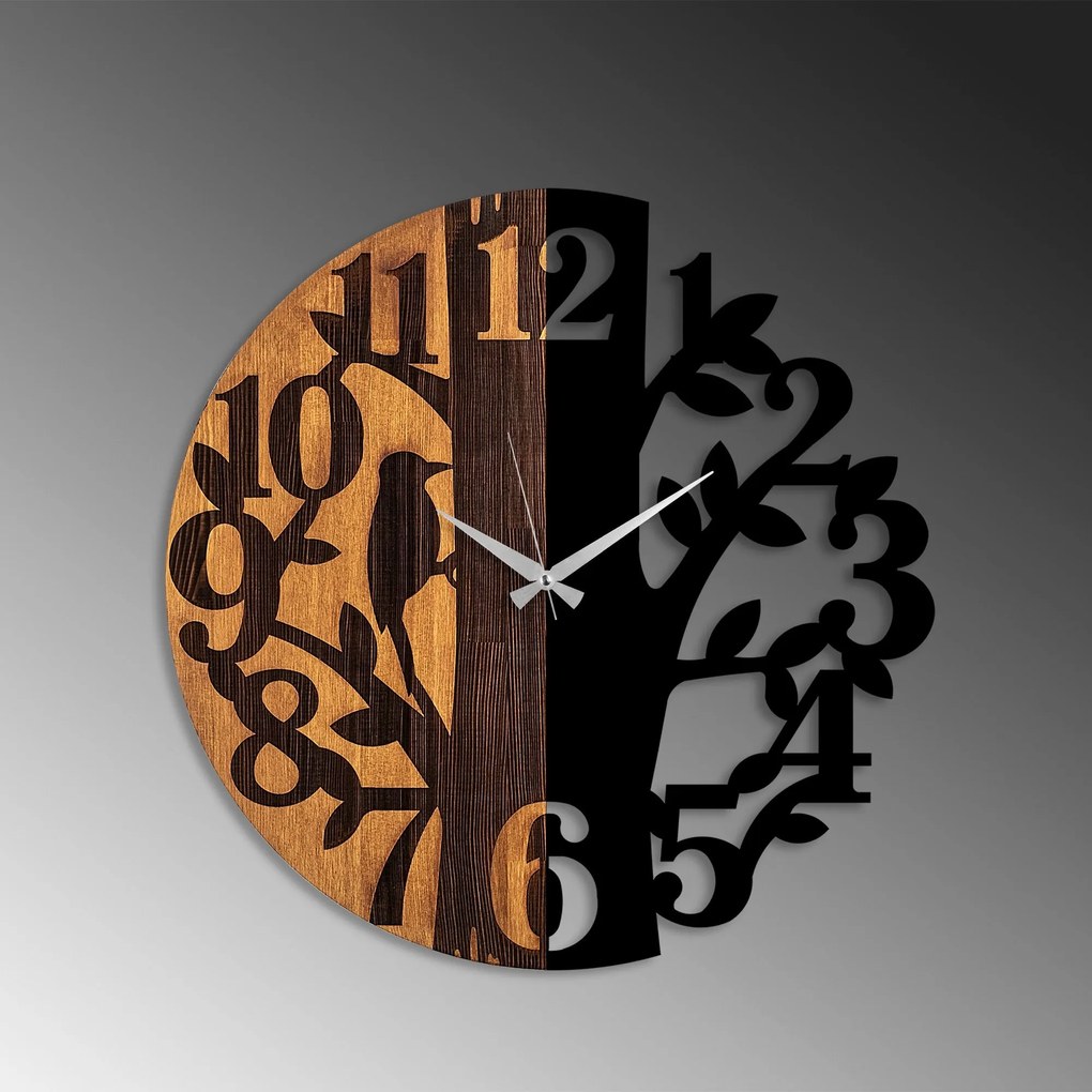 Relógio de Parede Decorativo Mas-071 – Nogueira e Preto – 56 cm