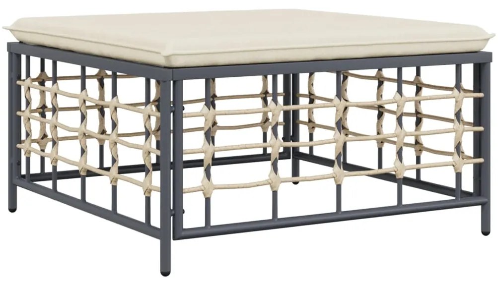 4 pcs conjunto lounge de jardim c/ almofadões vime PE antracite
