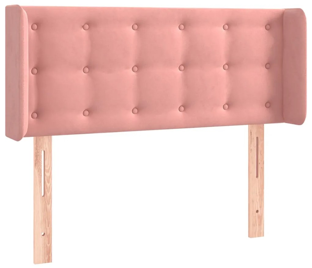 Cabeceira de cama c/ luzes LED veludo 103x16x78/88 cm rosa