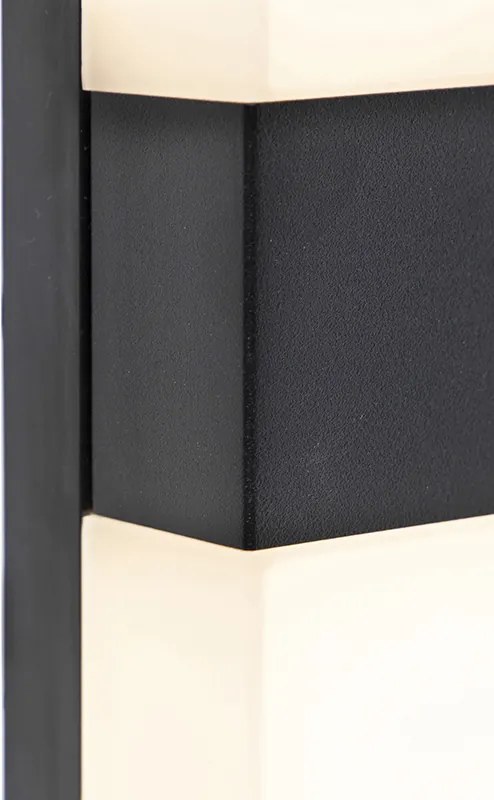 Candeeiro de parede exterior preto IP44 com LED e sensor de movimento - Dualy