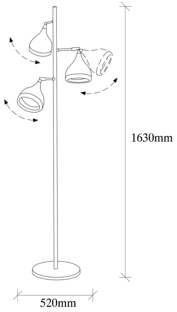 Candeeiro de Pé Yildo – Preto e Cobre – 163 cm