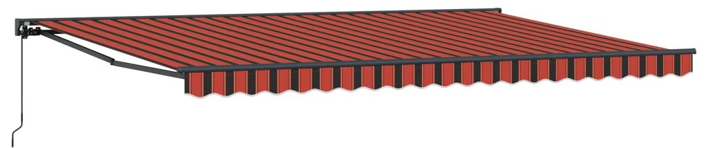 vidaXL Toldo Retrátil Laranja e Preto 500 × 300 cm Poliéster e Metal
