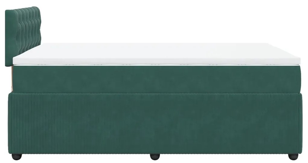 Cama boxspring com colchão 120x190 cm veludo verde-escuro