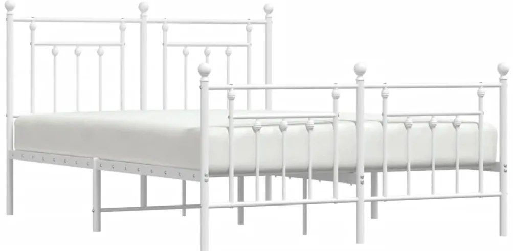 Estrutura de cama com cabeceira e pés 140x190 cm metal branco