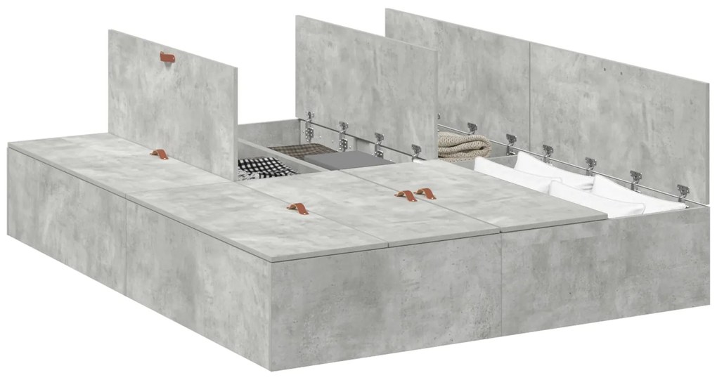 Estrutura de Cama Armazenamento vidaXL Cinza Concreto 135x190 cm