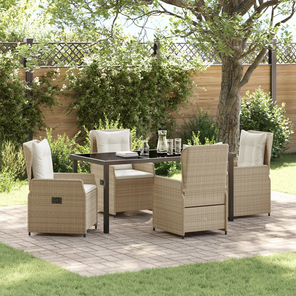 vidaXL Conjunto de Jantar de 5 Peças em Rattan Bege