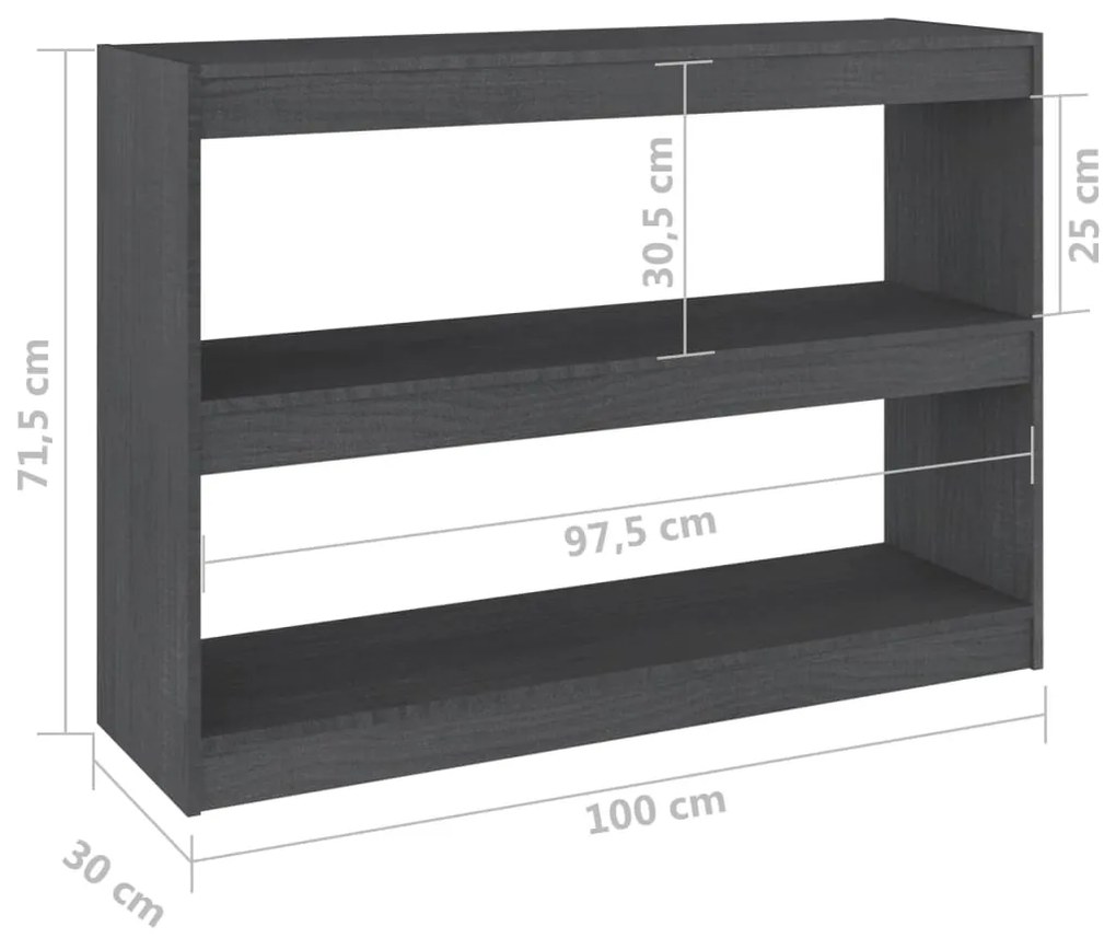 Estante/divisória 100x30x71,5 cm madeira de pinho cinzento