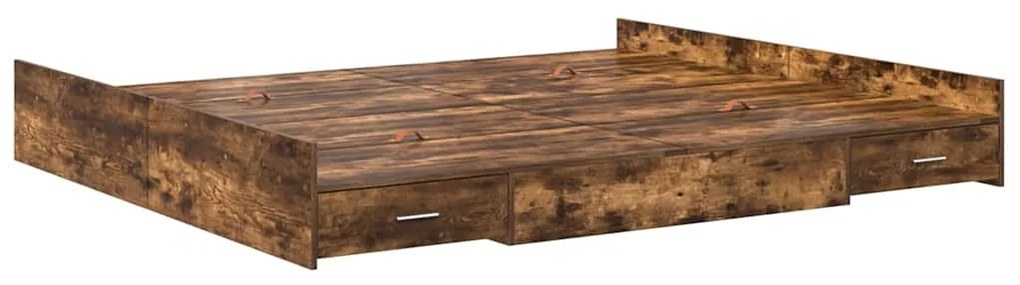 Estrado de cama com arrumação Carvalho fumado 200 x 200 cm