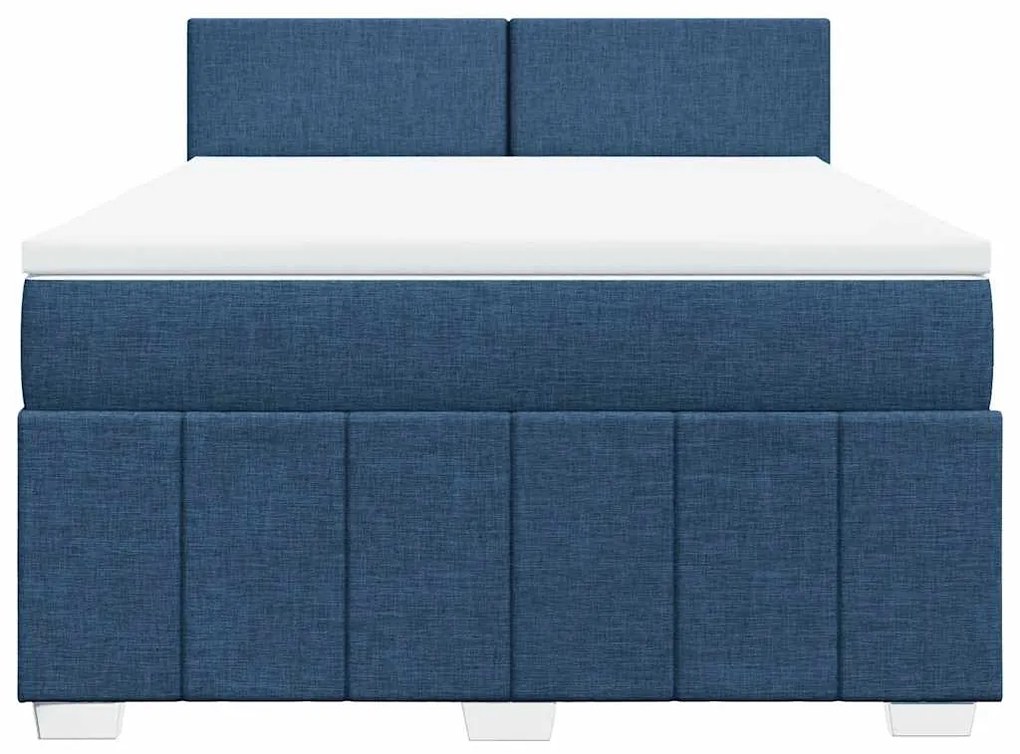 Cama com molas/colchão 140x190 cm tecido azul