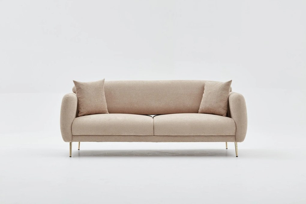 Sofá-Cama de 3 Lugares Simena – Bege Dourado – 210 cm