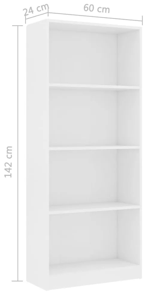 Estante com 4 prateleiras 60x24x142 cm contraplacado branco