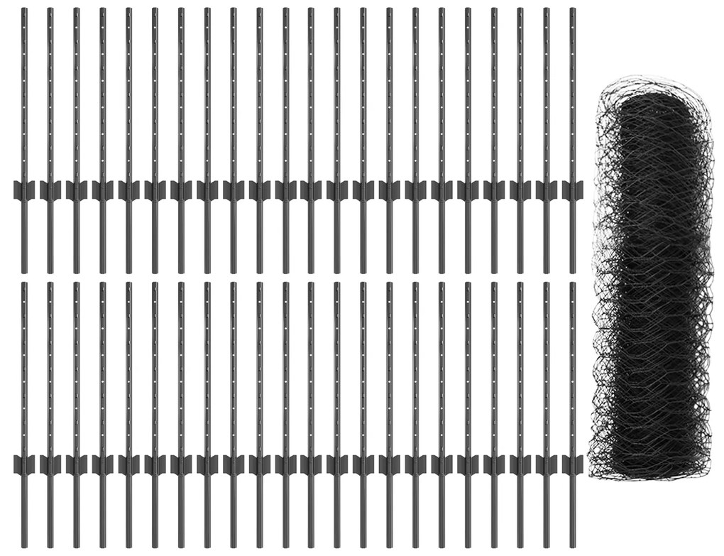 Postes de Cerca vidaXL 11 pcs U-Channel Cinza 60 cm Aço