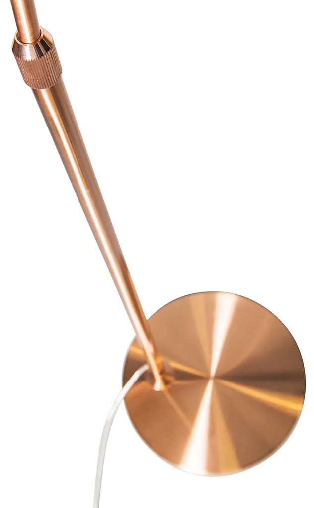 Candeeiro de arco moderno em cobre com cúpula branca - Arc Basic