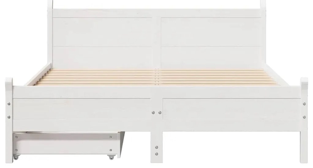 Cama sem colchão 140x200 cm madeira de pinho maciça branco