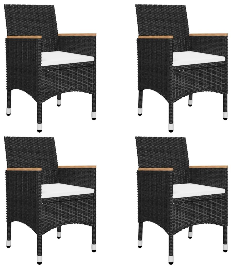 7 pcs conjunto de jantar para jardim preto