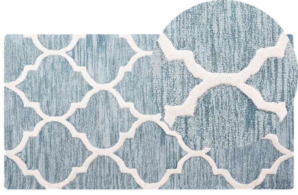 Tapete de lã 80 x 150 cm feito à mão azul claro YALOVA Beliani