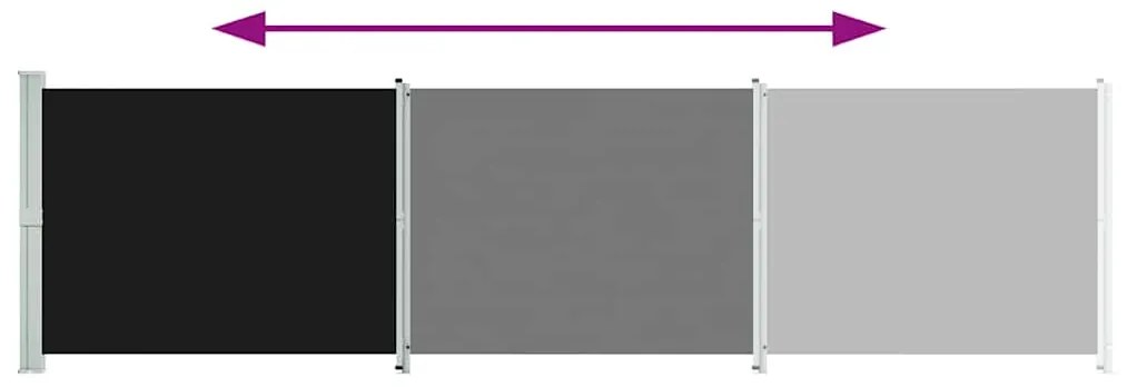 Toldo lateral retrátil para pátio 600x160 cm preto