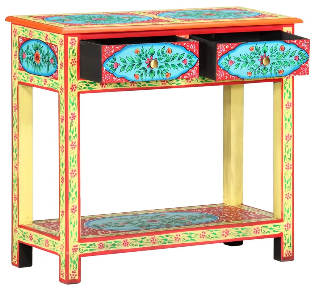 Mesa consola pintada à mão 80x35x75 cm mangueira maciça