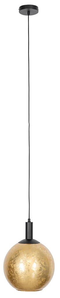 Candeeiro de suspensão design preto com vidro dourado - Bert Design