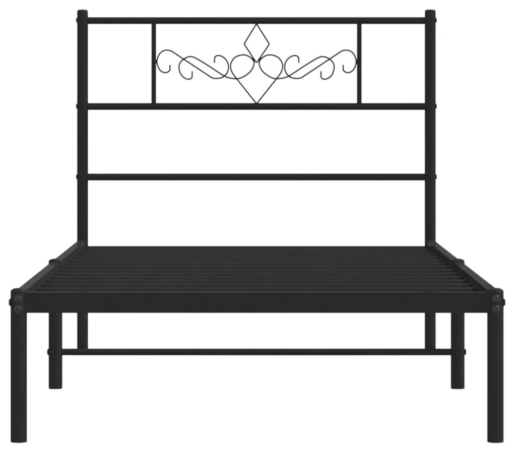 Estrutura de cama com cabeceira 80x200 cm metal preto