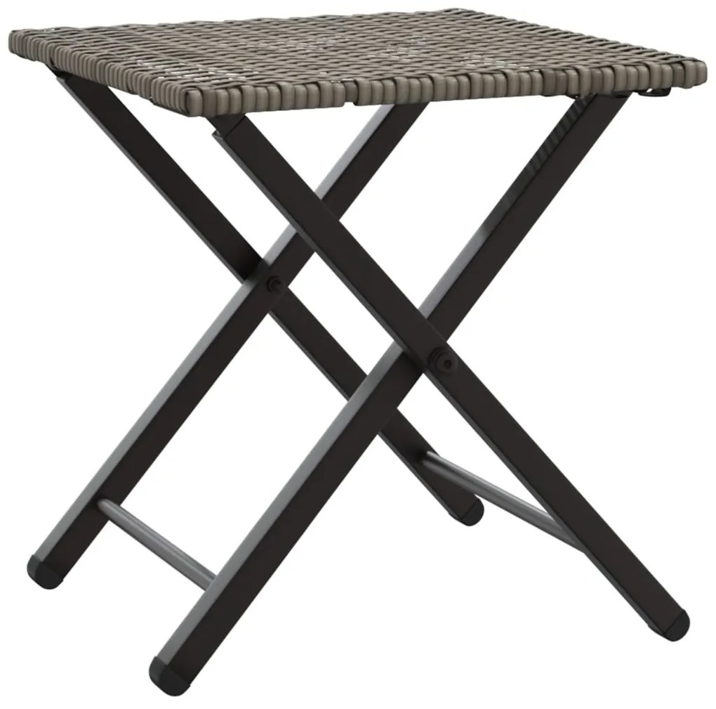 5 pcs conjunto de jantar para jardim dobrável vime PE cinzento