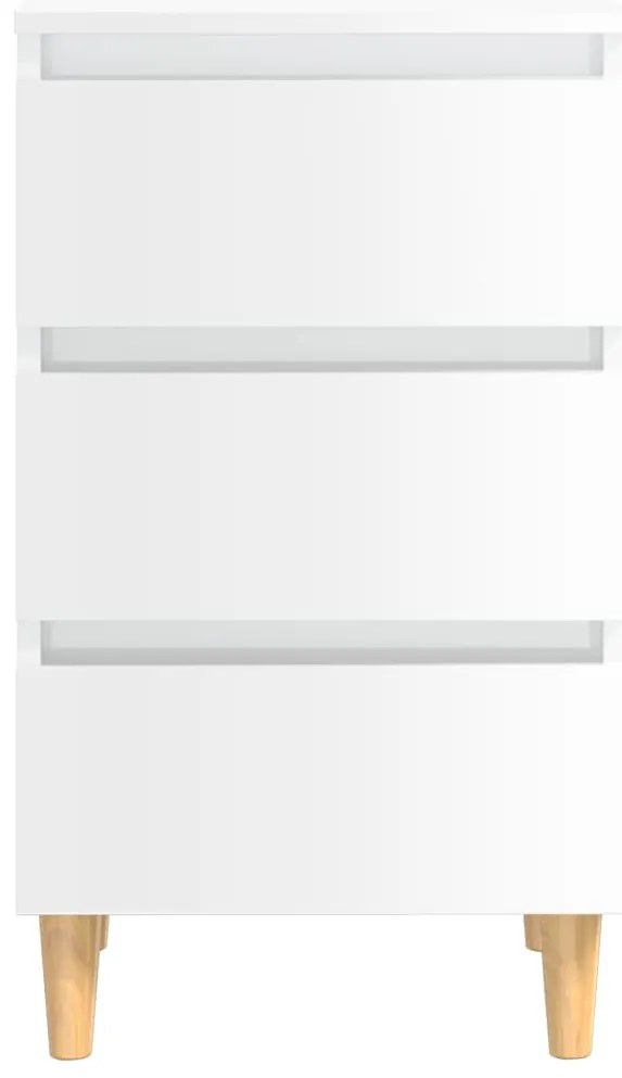 Mesa cabeceira c/ pernas madeira 40x35x69 cm branco brilhante