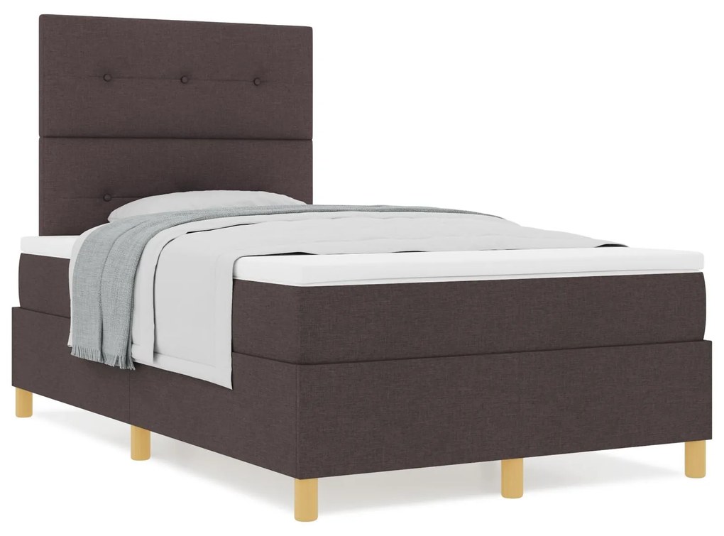 Cama Box Spring com Colchão Marrom Escuro 120x200 cm Tecido
