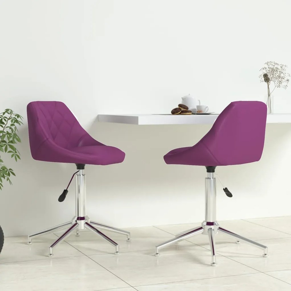 vidaXL Cadeiras de jantar giratórias 2 pcs couro artificial roxo