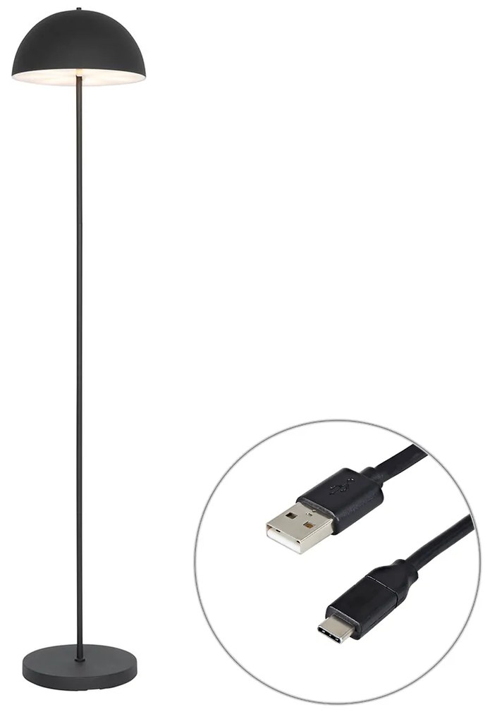 Candeeiro de pé para exterior preto recarregável 3 níveis de dimmer - Keira