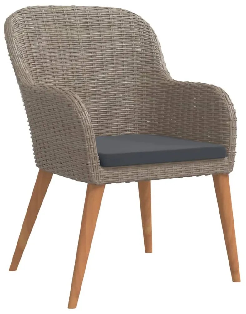 5 pcs conjunto de jantar p/ jardim c/ almofadões castanho