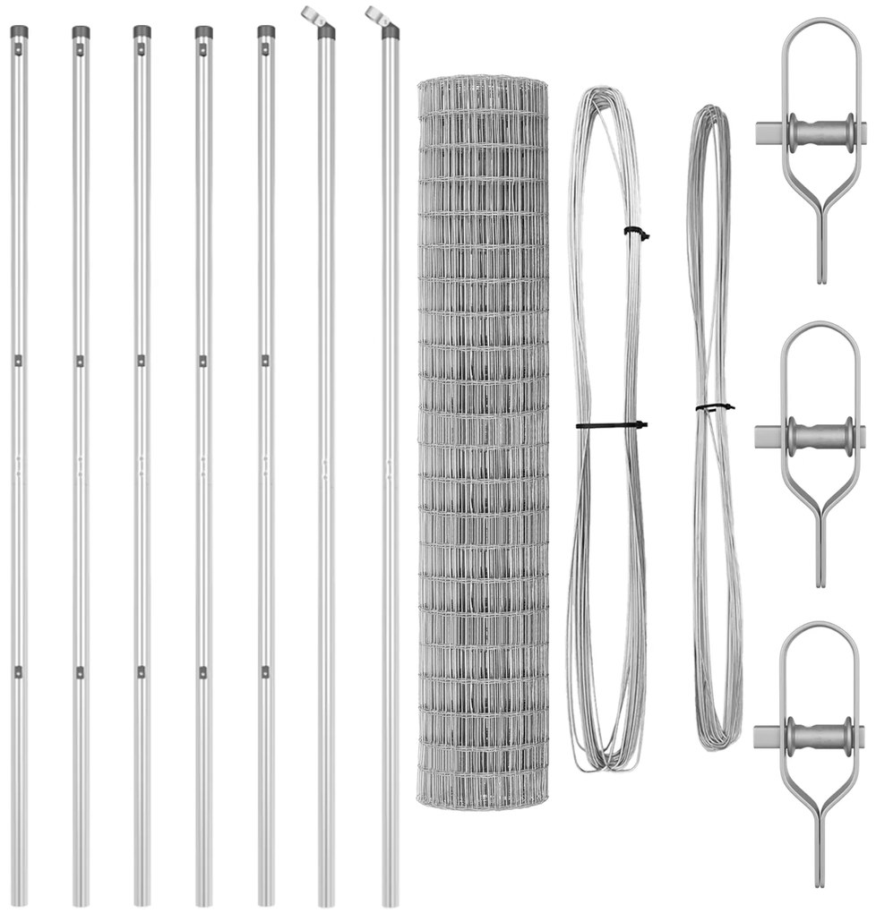 Cerca Euro com 7 Postes 1,5x10 m Aço Galvanizado