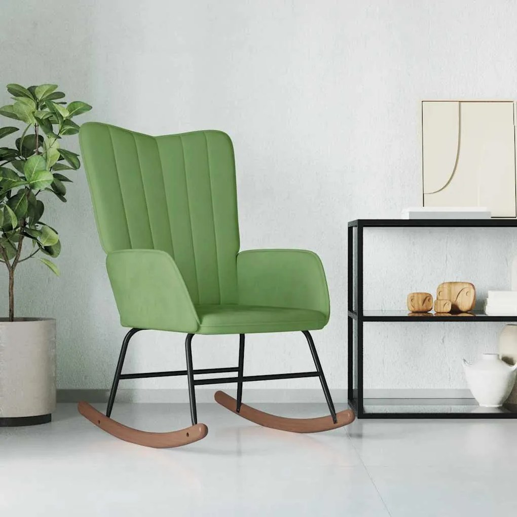 vidaXL Cadeira de baloiço veludo verde-claro