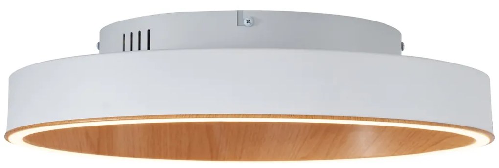 Plafon de design branco com madeira 40cm incl. LED com interruptor de 3 níveis - Ingo Design