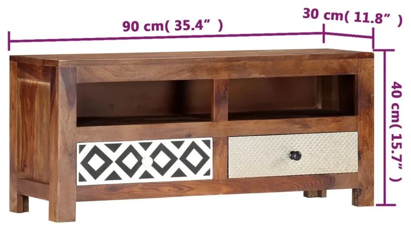 Móvel de TV 90x30x40 cm madeira de acácia maciça