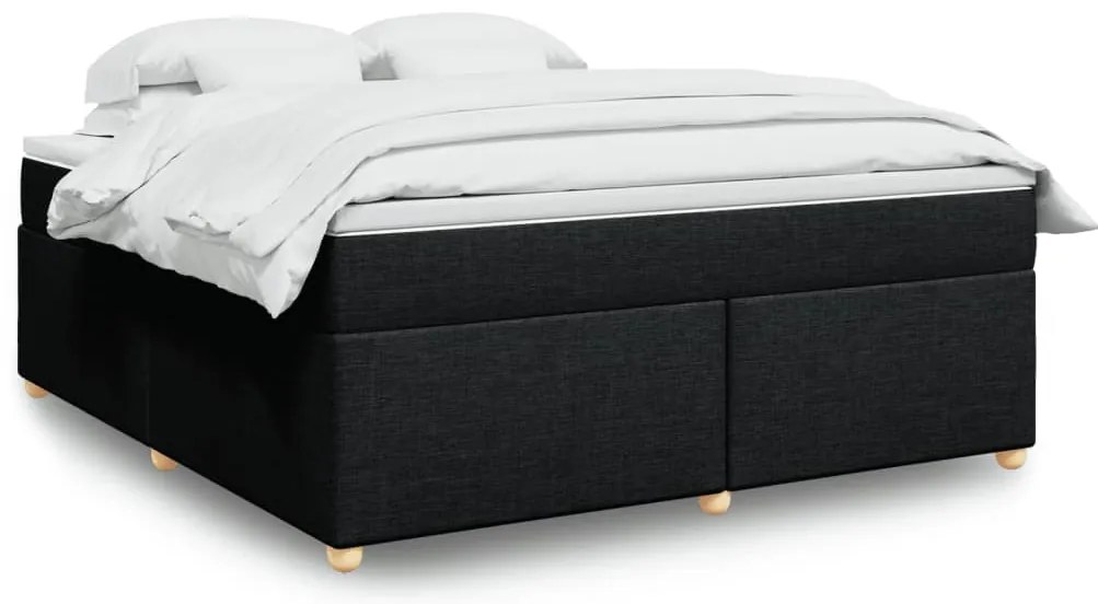 vidaXL Cama com molas/colchão 180x200 cm tecido preto