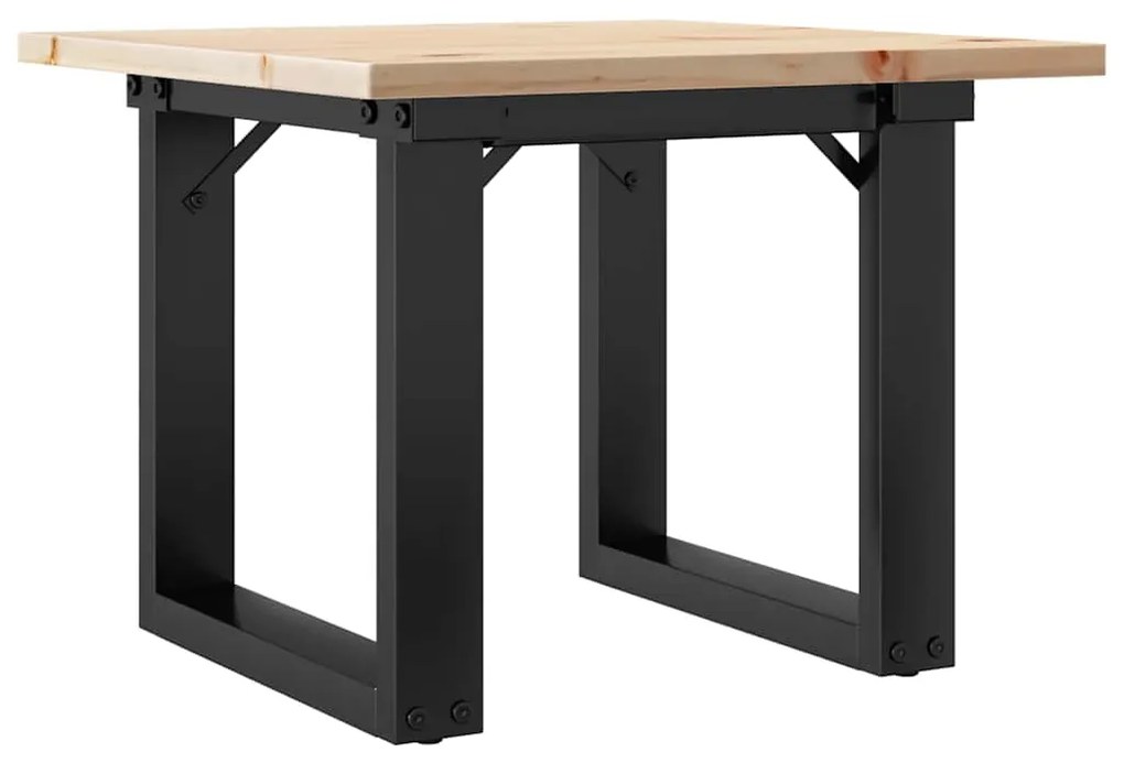 Mesa de centro estrutura em O 50x50x35 cm pinho e aço