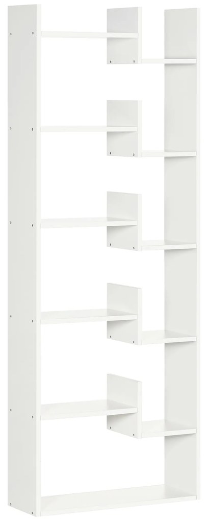 HOMCOM Estante para Livros de 6 Níveis Estante com 11 Compartimentos Abertos para Sala de Estar Escritório Estúdio Anti-Tombo Carga Máxima 100kg 61x21,6x162,6cm Branco
