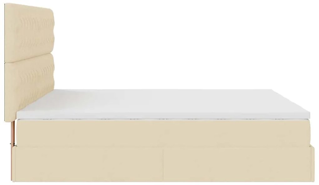 Estrutura de cama otomana com colchões tecido creme 200x200cm