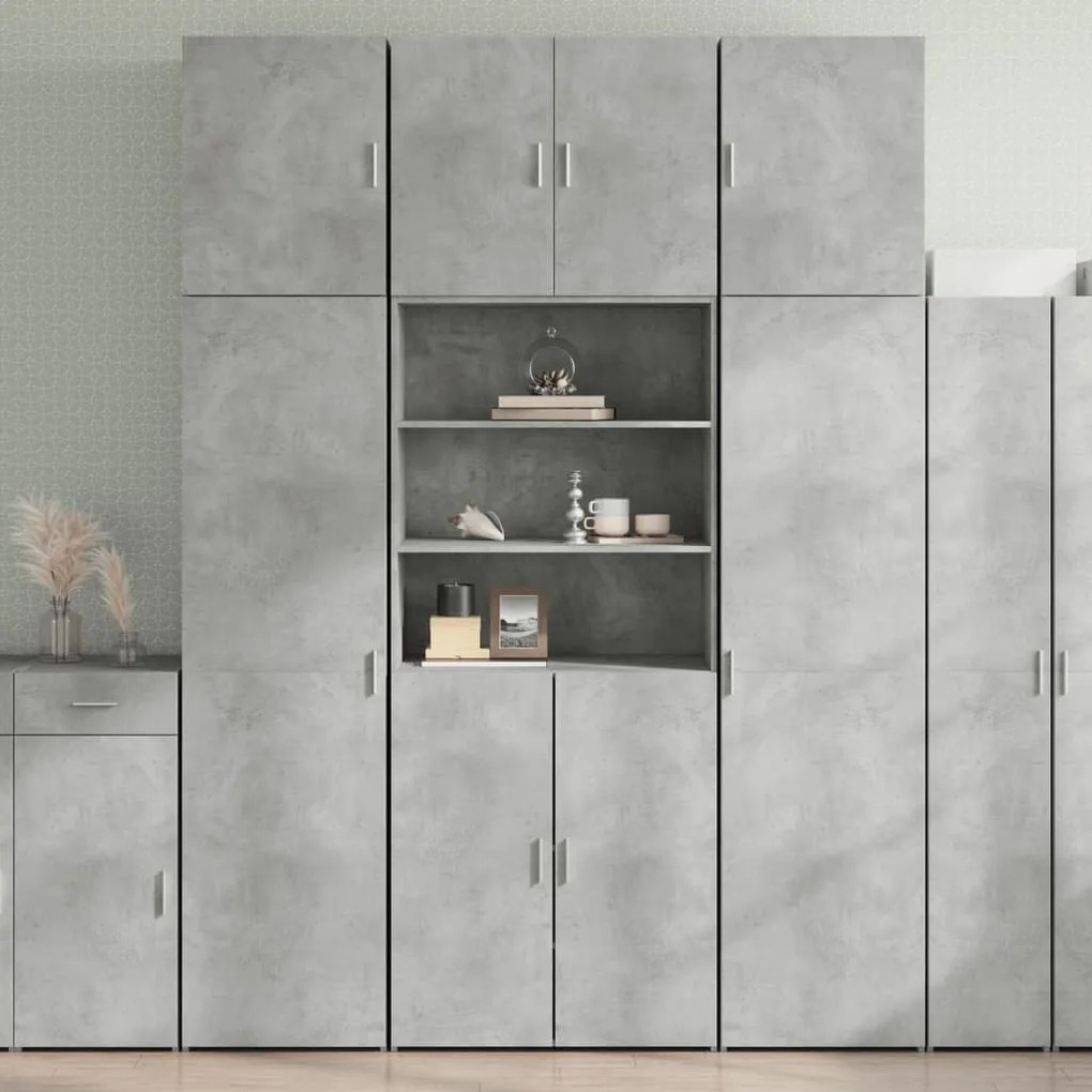 vidaXL Armário alto 80x42,5x249 cm derivados de madeira cinza cimento