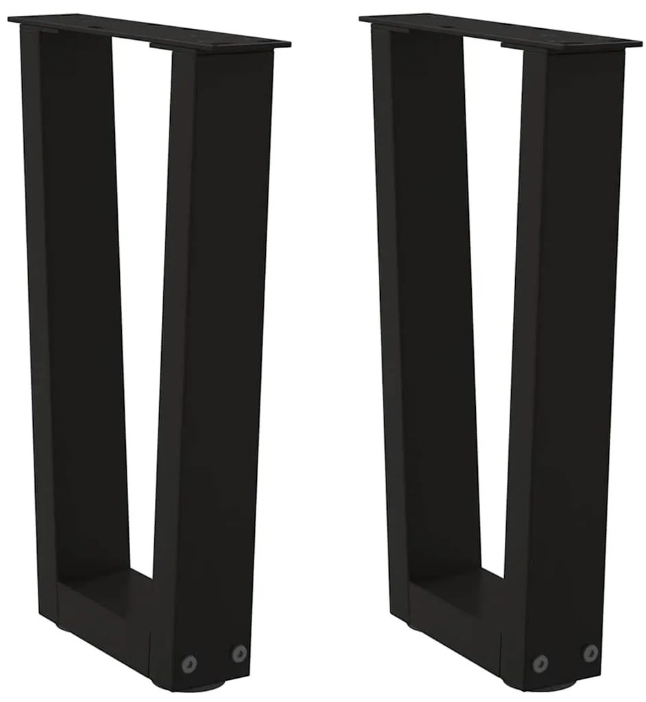 vidaXL Pés para mesa de centro em V, 2 peças, preto, 38x(42-43,3) cm, aço