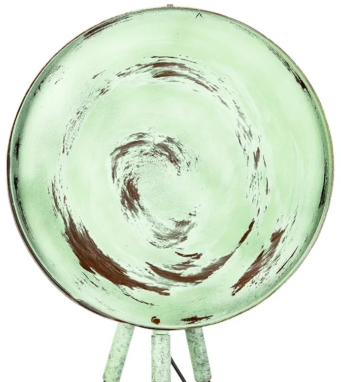 Candeeiro de pé vintage em tripé de bambu verde com cobre - Barrel